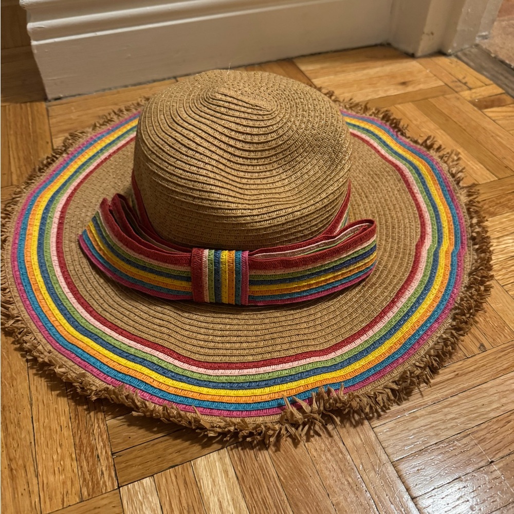 Betsey Johnson Rainbow Wide Brim Sun Hat